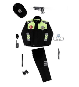 Polis Kostümü Alt Üst + Şapka + Oyuncak seti Çocuk Polis Kostümü - Çocuk Polis Kıyafeti Çocuk Kostüm (Karışık)