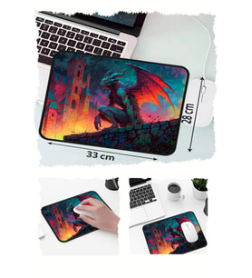Dragon Ejderha 2 Tasarımlı 33x28 Cm Mousepad Kaymaz Taban Rahat Konforlu Mouse Pad