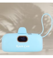 KİŞİYE ÖZEL İSİM BASKILI  Powerbank 5000 mAh (Mavi)