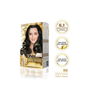 MAXX DELUXE Golden 24K Altın Içerikli Saç Boyası 6.1 Küllü Koyu Kumral 2 Boyama