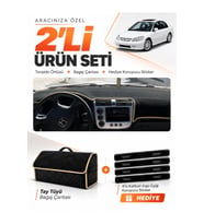 e-biz HONDA CİVİC VTEC2 (2002-2005) Uyumlu Torpido Örtüsü + Tay Tüyü Çanta - Siyah-Bej - HO009