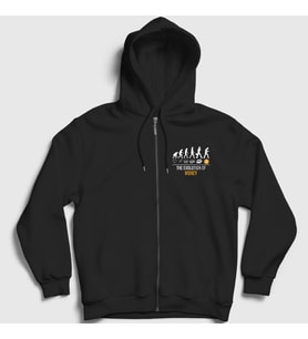 Presmono Unisex Siyah Evolution of Money Bitcoin Fermuarlı Kapüşonlu Sweatshirt 263803tt