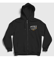 Presmono Unisex Siyah Evolution of Money Bitcoin Fermuarlı Kapüşonlu Sweatshirt 263803tt
