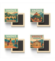 Vaduz Lihtenştayn - 4 adet - 9x9 cm Buzdolap Magneti
