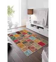 Çok Renkli Patchwork Kaymaz Tabanlı Dekoratif Halı AR129 - 100 x 160 cm
