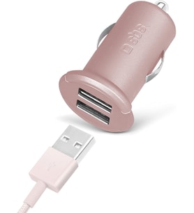 5513 2 Mini Girişli Usb Araç Şarj Cihazı, Pembe