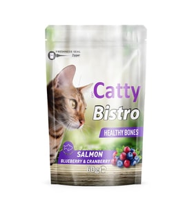 Catty Bistro Sağlıklı Kemikler Somon & Yaban Mersini & Kızılcıklı Kedi Ödül Maması (Health Bones) 60 Gr