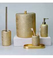 By Selim Natural Altın 5 Parça Polyester Banyo Seti