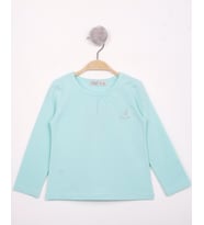 Toontoy Kız Çocuk Göğsü Princess Nakışlı T-Shirt (Mint Yeşili)