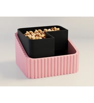 3D Baskı Fıstık Kasesi - Çift Hazneli Kabuk Ayırıcı Sunum Kasesi - Pembe Siyah