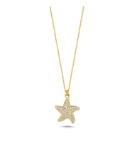 Taşlı Deniz Yıldızı Altın Kaplama Kolye KLY7 (Gold)