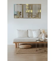 Çiçekler 3'lü Tablo Duvar Dekorasyon Ürünü Her Biri 40x25 Cm (Gold)