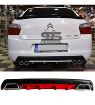 Citroen C-elysee Difüzör Arka Tampon Eki 2 Egzoz Çıkışlı Kırmızı Lüx Tip