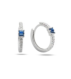 Safir Diamond Stylish Night Halka Yarımtur Kadın Gümüş Küpe 18 MM