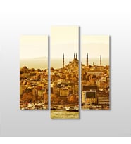 Sepya İstanbul Manzarası  Kanvas Tablo 102x110cm (Karışık)