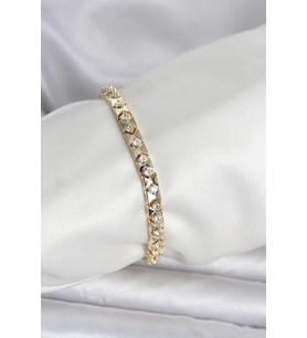Pirinç Gold Renk Zirkon Taşlı Kadın Bileklik - Tj-Bb8396