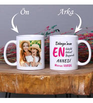Anneye Hediye Dünyanın En Güçlü, Güzel ve Başarılı Annesi Tasarımlı İsimli Fotoğraflı Kupa Bardak
