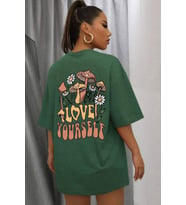 Unisex Love Yourself Baskılı T-shirt (Yeşil)