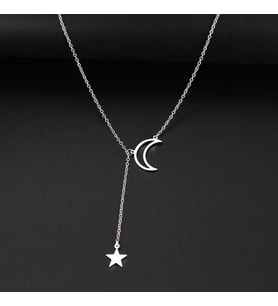 Gümüş  Sallantılı Ay Yıldız Kolye