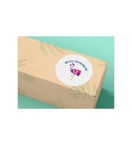 Flamingo Baskılı Mutlu Bayramlar Etiketi Ramazan Bayramı Tebrikler Mat 4 cm - 40 Adet