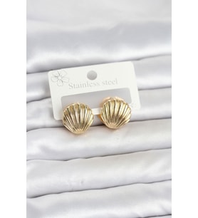316L Çelik Gold Renk Deniz Kabuğu Model Kadın Küpe 5886