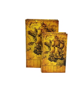 Kutu Kitap Harita 2'li Set Dekoratif Hediyelik