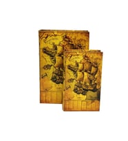 Kutu Kitap Harita 2'li Set Dekoratif Hediyelik