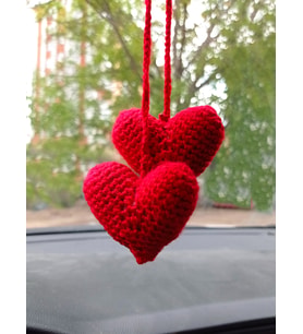 Amigurumi İki Kalp El Emeği Araba Süsü Dikiz Aynası