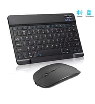 Tablet Telefon Uyumlu Taşınabilir Şarj Edilebilir Kablosuz Bluetooth Türkçe Q Klavye ve Mouse Seti (Siyah)