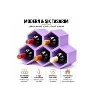 Lila Özel Renk Nostaji Modern Yatay Tasarım 5 Hazneli Şarap Şişe Stant Orga
