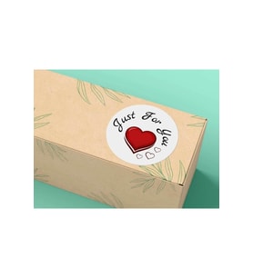 Just For You Etiket Mat Yuvarlak Sticker Kırmızı Kalp Thank You Serisi 4 Cm (40 Adet)