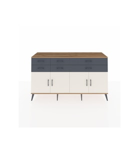 Kronos Konsol 3 Raflı 6 Çekmeceli 4 Kapaklı 176x59x99 Çam-Aytaşı/Antrasit