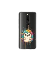 Redmi 8 ile Uyumlu Splash Kirpi Tasarımlı Şeffaf Silikon Kılıf