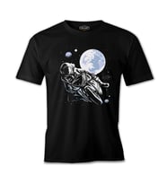 Astronaut Biker Space Motorcycle Siyah Erkek Tshirt