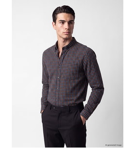 LCWAIKIKI Classic Sarı Regular Fit Ekose Gabardin Erkek Gömlek