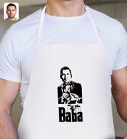 BK Gift Kişiye Özel Godfather Baba Silüet Tasarımlı Beyaz Mutfak Önlüğü-2