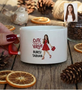 Kişiye Özel Karikatürlü Cute But Virgo Başak Burcu Lüks Fincan Doğum Günü Hediyesi