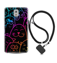 Samsung Note 3 4 5 8 9 20 Ultra 10 Lite Kılıf Boyun Askılı Silikon Neon Cats 1790