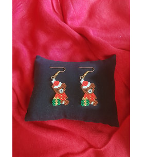 Miyuki Boncuk El Yapımı Sevimli Ayıcık Küpe Yılbaşı Christmas Noel