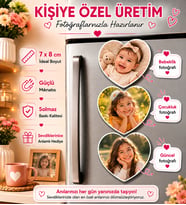 3 Kalpli Fotoğraf Magneti Kişiselleştirilebilir Geçmişten Bugüne Anı Koleksiyonu Hediyesi