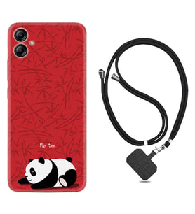 Samsung Galaxy A04E Kılıf Resimli Boyun Askılı İpli Desenli Silikon Series Sleeping Panda 1810