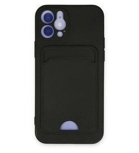 Newface Apple iPhone 12 Kılıf Kelvin Kartvizitli Silikon - Siyah