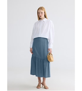 LCW Modest İndigo Beli Lastikli Fırfırlı Jean Etek