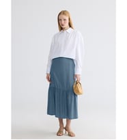LCW Modest İndigo Beli Lastikli Fırfırlı Jean Etek
