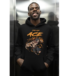 Fire Fist Ace Baskılı Unisex Oversize One Piece Anime Karakter Hoodie