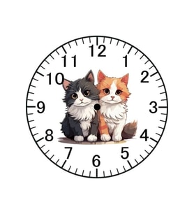 Kedi Model Duvar Saati - Kedili Saat (Çok Renkli)