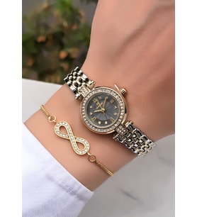 HOMİES KADIN SAAT YENİ SEZON SU GEÇİRMEZ GARANTİLİ BİLEKLİK HEDİYELİ (Sarı-Gri)