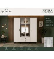 PETRA 4 KAPAKLI DOLAP-Genişlik: 160 cm Yükseklik: 208 cm Derinlik: 54 cm