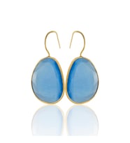 Kadir Jewellery 22 Ayar Altın Kaplama Fosil Taşlı Küpe -El İşçiliği Ve Hipoalerjenik Küpe