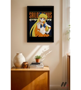 Sailor Moon Venus Poster, Siyah Çerçeveli Duvar Tablosu - Anime Severlere Özel Hediye